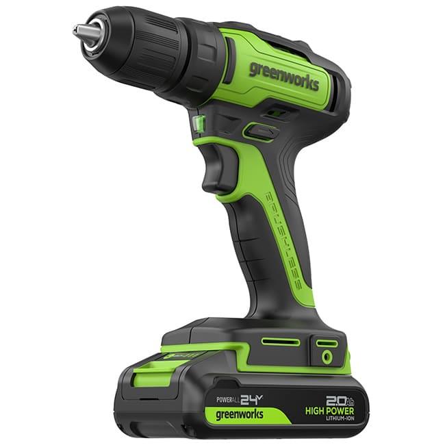 Дрель-шуруповерт Greenworks GD24DD35K2 24V (35Нм) аккумуляторная, с АКБ 2 А/ч и ЗУ 3704007UA (в кейсе)