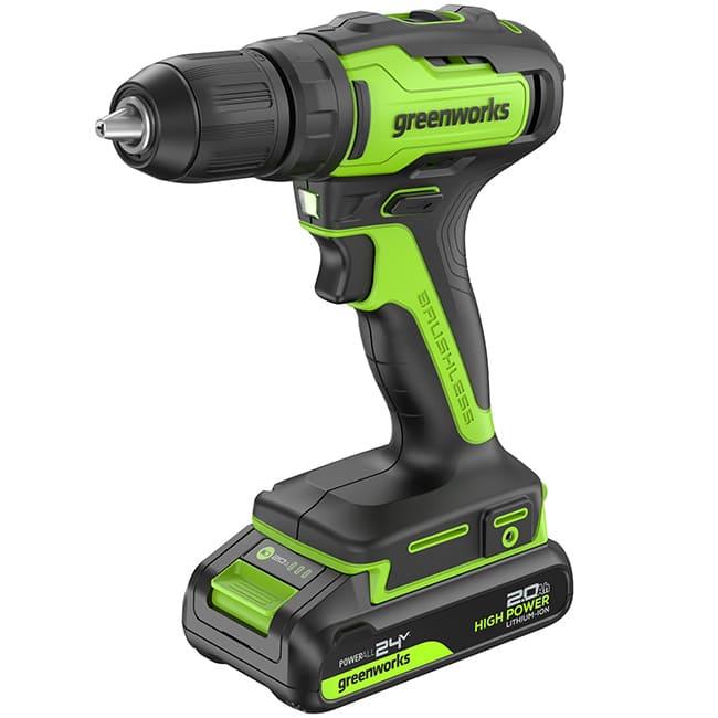Дрель-шуруповерт Greenworks GD24DD35K2 24V (35Нм) аккумуляторная, с АКБ 2 А/ч и ЗУ 3704007UA (в кейсе)