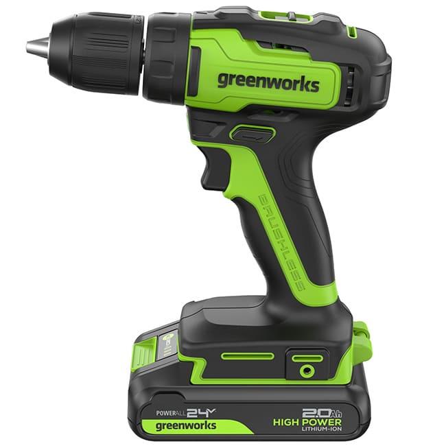 Дрель-шуруповерт Greenworks GD24DD35K2 24V (35Нм) аккумуляторная, с АКБ 2 А/ч и ЗУ 3704007UA (в кейсе)