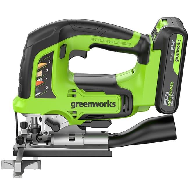Лобзик Greenworks GD24JS120K2 24V (120 мм) аккумуляторный, с АКБ 2 А/ч и ЗУ 3601407CUA7