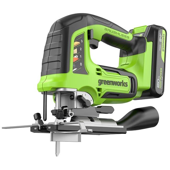 Лобзик Greenworks GD24JS120K2 24V (120 мм) аккумуляторный, с АКБ 2 А/ч и ЗУ 3601407CUA7