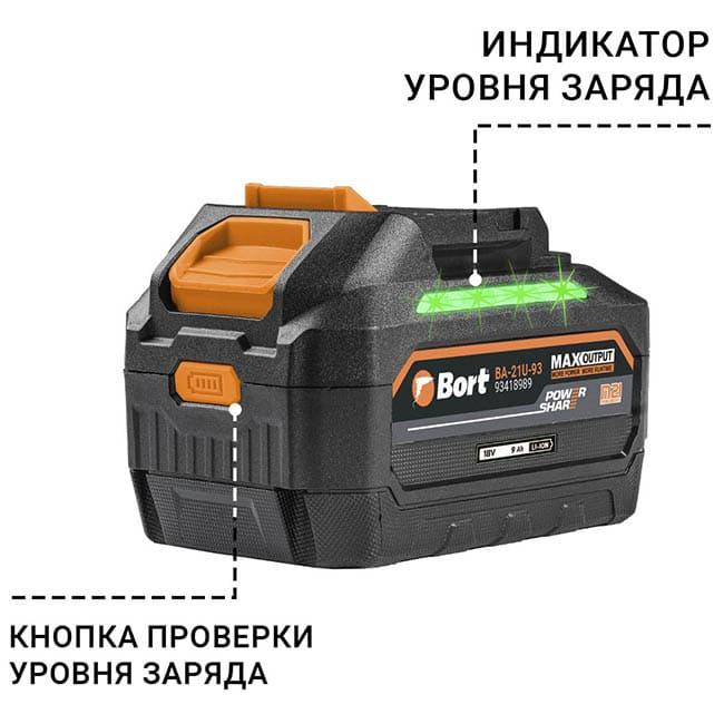 Аккумулятор Bort BA-21U-93 93418989 (18В/9 Ah)