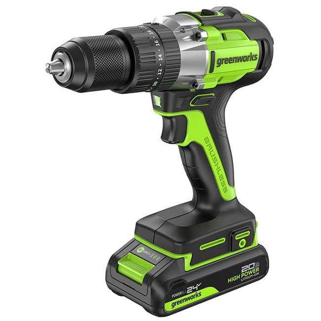 Дрель-шуруповерт ударная Greenworks GD24DD60 24V (60Нм) аккумуляторная, с АКБ 2 А/ч и ЗУ 3704107CUA