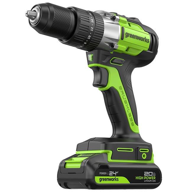 Дрель-шуруповерт ударная Greenworks GD24DD60 24V (60Нм) аккумуляторная, с АКБ 2 А/ч и ЗУ 3704107CUA