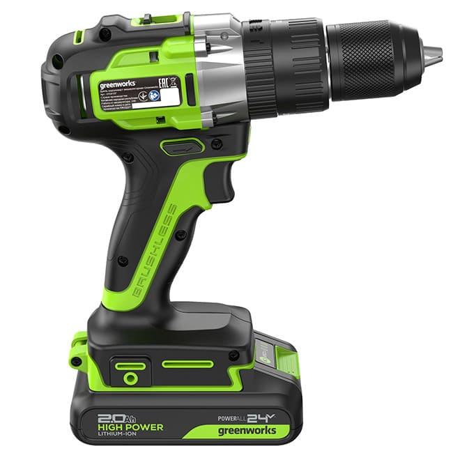 Дрель-шуруповерт ударная Greenworks GD24DD60 24V (60Нм) аккумуляторная, с АКБ 2 А/ч и ЗУ 3704107CUA