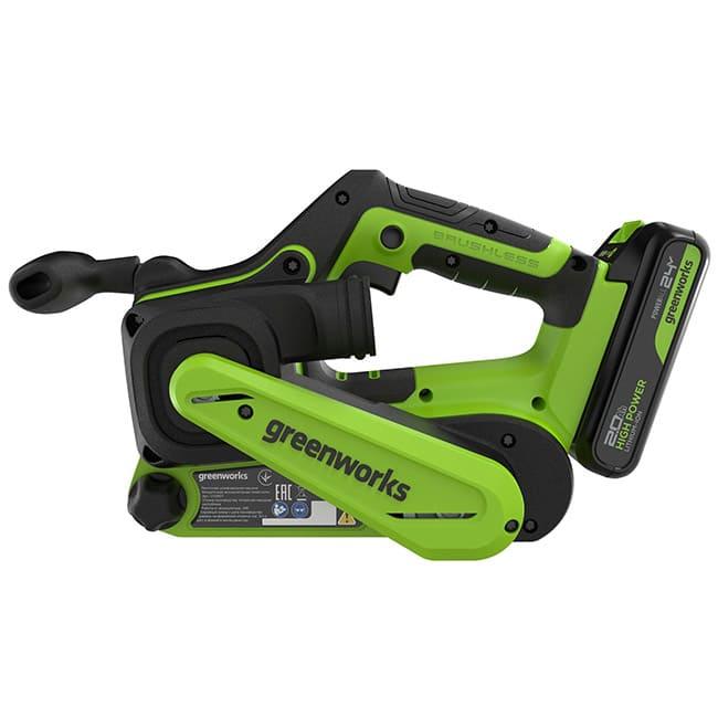Ленточная шлифмашина Greenworks G24BS 24V (75х457мм) аккумуляторная, с АКБ 2 А/ч и ЗУ 3100607CUA