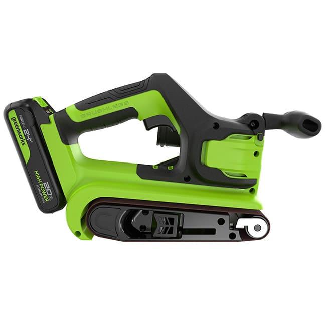 Ленточная шлифмашина Greenworks G24BS 24V (75х457мм) аккумуляторная, с АКБ 2 А/ч и ЗУ 3100607CUA