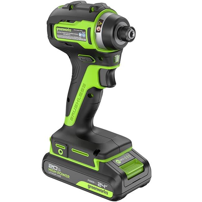Винтоверт ударный Greenworks ID3170 24V аккумуляторный с 2-мя АКБ 2 А/ч и ЗУ 3804907CUC