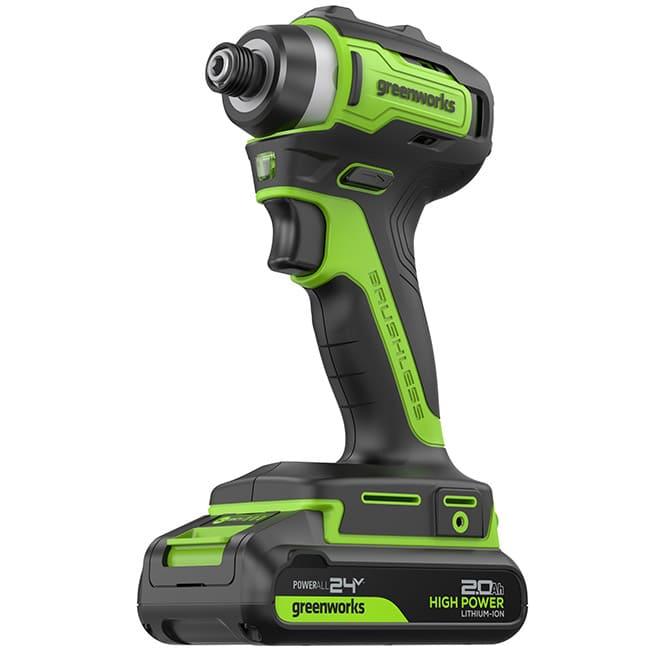 Винтоверт ударный Greenworks ID3170 24V аккумуляторный с 2-мя АКБ 2 А/ч и ЗУ 3804907CUC