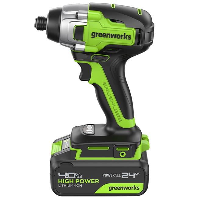 Винтоверт ударный Greenworks GD24ID3 24V аккумуляторный с АКБ 4 А/ч и ЗУ 3802807CUB