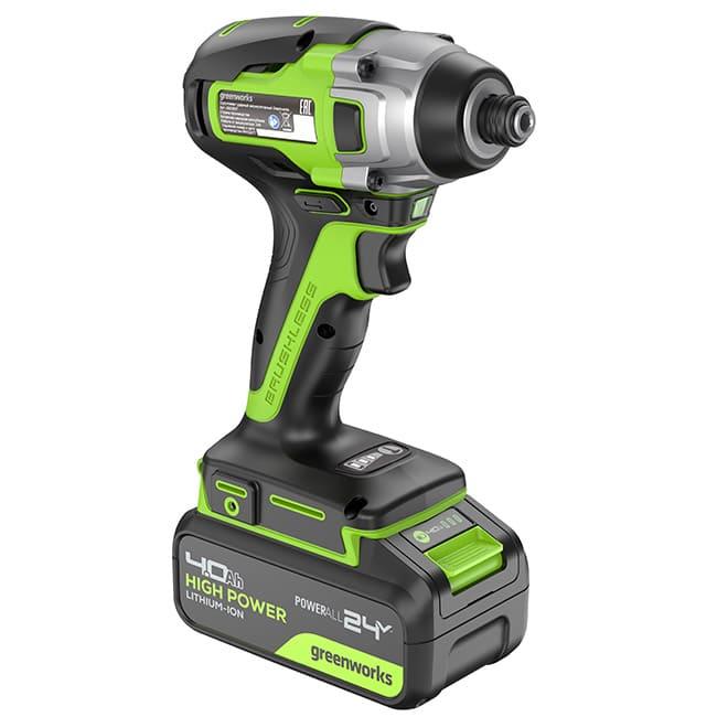 Винтоверт ударный Greenworks GD24ID3 24V аккумуляторный с АКБ 4 А/ч и ЗУ 3802807CUB