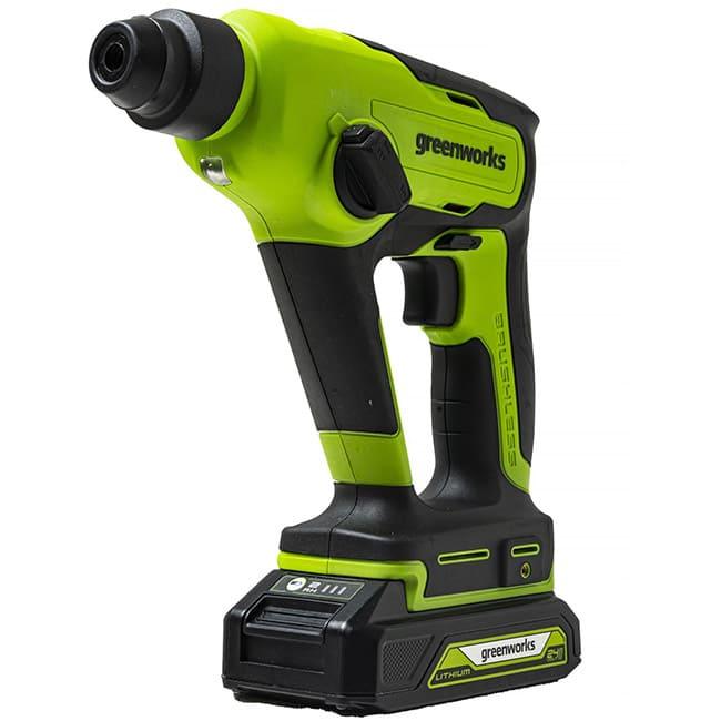 Перфоратор Greenworks GD24SDS1K2 24V аккумуляторный, с АКБ 2 А/ч и ЗУ 3803107UA
