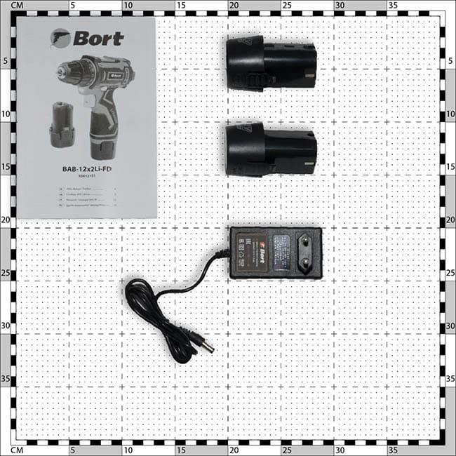 Аккумуляторная дрель-шуруповерт Bort BAB-12x2Li-FD 93413151 (с 2-мя АКБ 1,5 Ач и з/у)