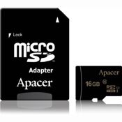 Карта памяти APACER SDHC-MICRO CARD 16GB CLASS 10 UHS-I (AP16GMCSH10U1-R)+ SD адаптер - фото