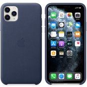 Чехол для iPhone 11 Pro Max Apple Leather Case (MX0G2ZM/A) тёмно-синий - фото