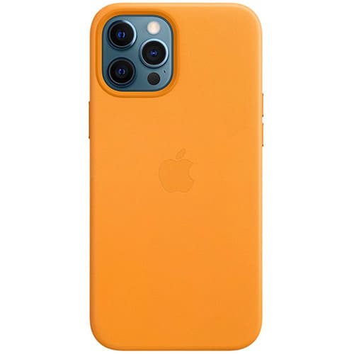 Чехол для iPhone12 Pro Max Apple Leather Case with MagSafe (MHKH3ZE/A) золотой апельсин