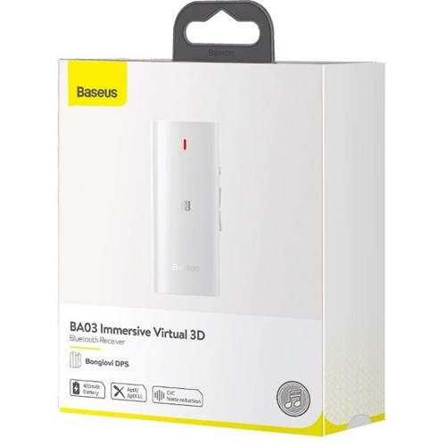 Адаптер для наушников Baseus BA03 Immersive Virtual 3D Bluetooth Receiver (Белый)