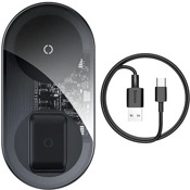 Беспроводное зарядное устройство Baseus BS-W508 Simple 2 in 1 Wireless Charger (Pro) для iPhone и AirPods (Прозрачный черный) - фото