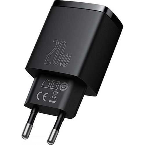 Зарядное устройство Baseus Compact Quick Charger 3A, 20W Type-C + USB (Черный)   