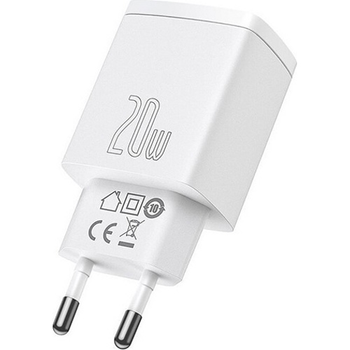 Зарядное устройство Baseus Compact Quick Charger 3A, 20W Type-C + USB (Белый)   
