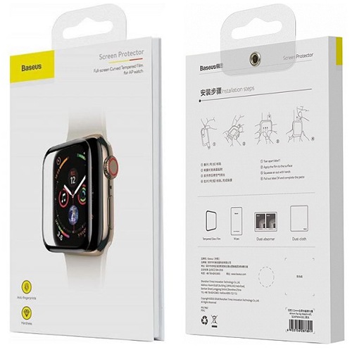 Защитное стекло для Apple Watch series 3 38мм Baseus Full-screen (черное)