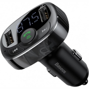 Автомобильное зарядное устройство с FM-трансмиттером Baseus T-Typed MP3 Car Charger S-09A (Черный) - фото