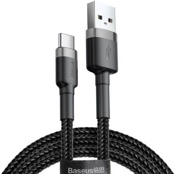 USB кабель Baseus Cafule Cable для зарядки и синхронизации Type-С длина 2 метр (Черный)  - фото