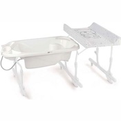Ванночка с пеленальным столиком CAM Idro Baby Estraibile C518-C247 (Дизайн Тедди, серый)  - фото