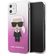 Чехол для iPhone 11 накладка (бампер) Karl Lagerfeld Iconic Karl Hard Gradient (Розовый) - фото