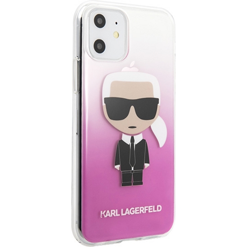 Чехол для iPhone 11 накладка (бампер) Karl Lagerfeld Iconic Karl Hard Gradient (Розовый) 