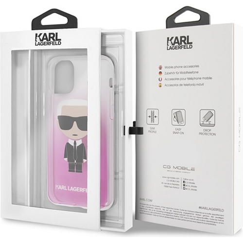 Чехол для iPhone 11 Pro накладка (бампер) Karl Lagerfeld Iconic Karl Hard Gradient (Розовый) 
