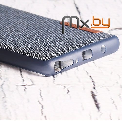 Чехол для Samsung Galaxy Note 8 накладка (бампер) силиконовый Denim Cover синий с кожаной эмблемой
