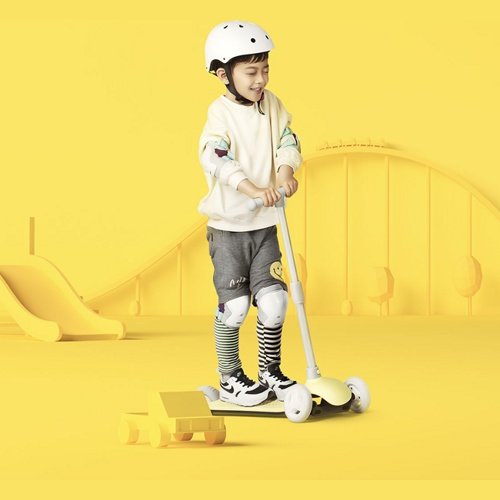Детский самокат кикборд Xiaomi Rice Rabbit Scooter (Желтый)