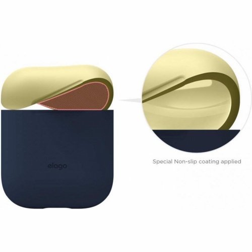 Чехол Elago Silicone Duo Case для AirPods с двумя сменными крышками (Синий)