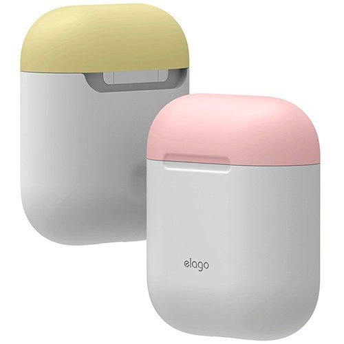 Чехол Elago Silicone Duo Case для AirPods с двумя сменными крышками (Белый с желтым и розовым)