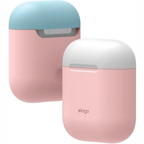 Чехол Elago Silicone Duo Case для AirPods с двумя сменными крышками (Розовый)