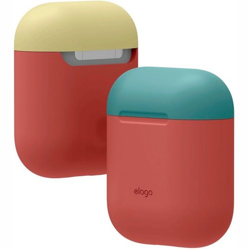 Чехол Elago Silicone Duo Case для AirPods с двумя сменными крышками (Красный)