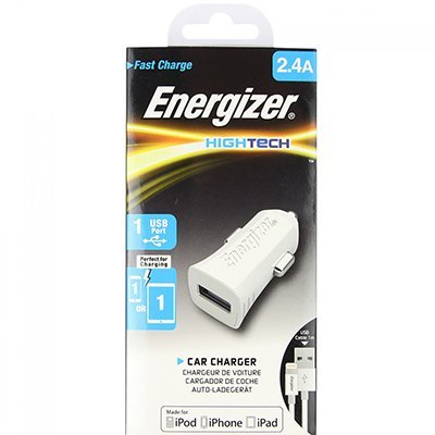 Автомобильное зарядное устройство Energizer + кабель Lightning (DCA1BHLI3)  2,4A