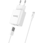 Зарядное устройство Hoco C62A Victoria 2 USB 2.1А + кабель MicroUSB (Белый) - фото
