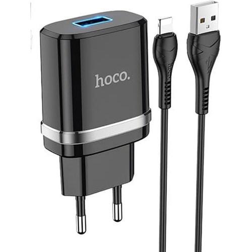 Зарядное устройство Hoco N1 Ardent 2.4A + кабель Lighting (Черный)