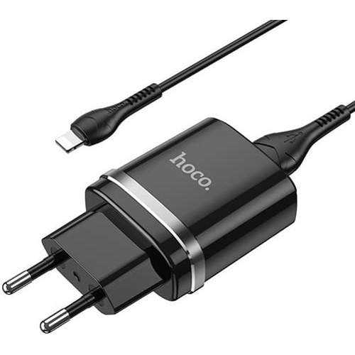 Зарядное устройство Hoco N1 Ardent 2.4A + кабель Lighting (Черный)