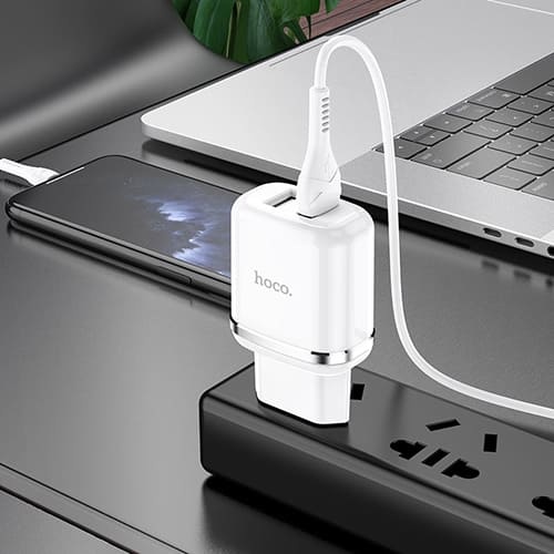 Зарядное устройство Hoco N4 2 USB 2.4A (Белый)
