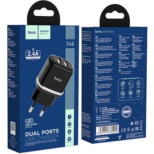 Зарядное устройство Hoco N4 2 USB 2.4A (Черный) - фото3