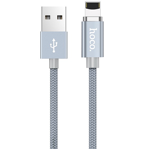 USB кабель магнитный Lightning Hoco U40A Magnetic Adsorption длина 1 метр серый  
