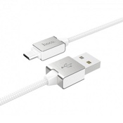 USB кабель Hoco U49 Metal Data Cable MicroUSB, длина 1,0 метр (Белый) - фото