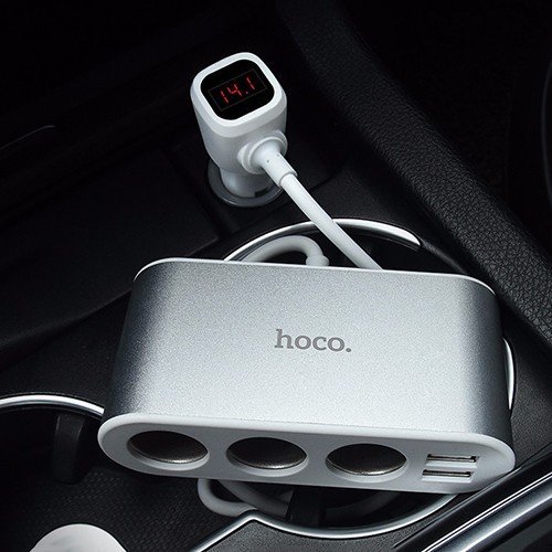 Автомобильное зарядное устройство Hoco Z13 3 в 1 (2 USB, 3 гнезда для прикуривателя)
