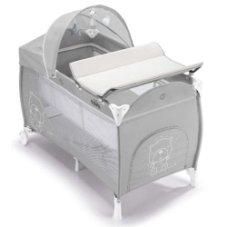 Манеж-кровать CAM Daily Plus с пеленальным столиком L113/247 (Дизайн Тедди серый) - фото