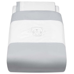 Комплект постельного белья САМ Set Piumone Orso Luna G248 (одеяло, бортик, наволочка) (Дизайн Тедди серый) - фото