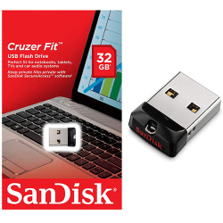 USB Флеш 32GB SanDisk Cruzer Fit (Черный) - фото