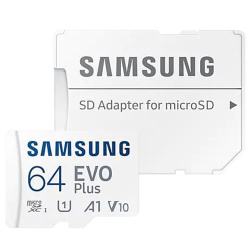 Карта памяти Samsung Evo Plus (2021) microSDXC 64Gb Class 10 UHS-1 + SD адаптер (MB-MC64KA) - фото